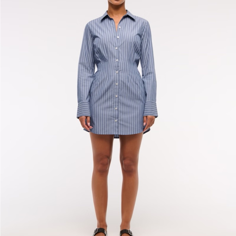 Abercrombie & Fitch Fitted Long-Sleeve Mini Shirt Dress WORN ONCE